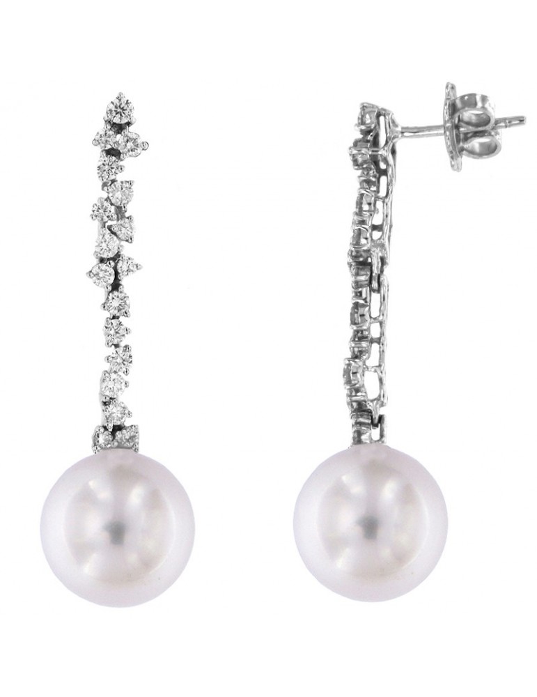 Coscia Pearl's Earrings - Australian South Sea in White Gold with Diamonds - 0