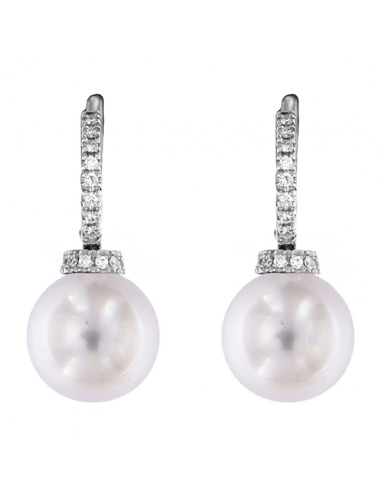 Coscia Pearl's Earrings - Australian South Sea in White Gold with Diamonds - 0