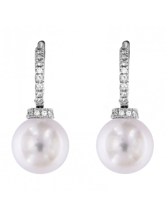 Coscia Pearl's Earrings - Australian South Sea in White Gold with Diamonds - 0