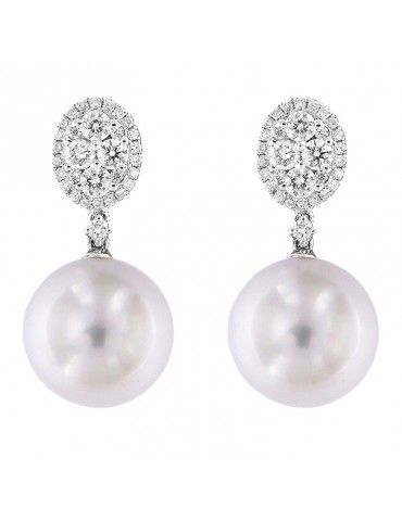 Coscia Pearl's Earrings - Australian South Sea in White Gold with Diamonds - 0