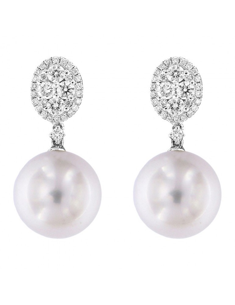 Coscia Pearl's Earrings - Australian South Sea in White Gold with Diamonds - 0