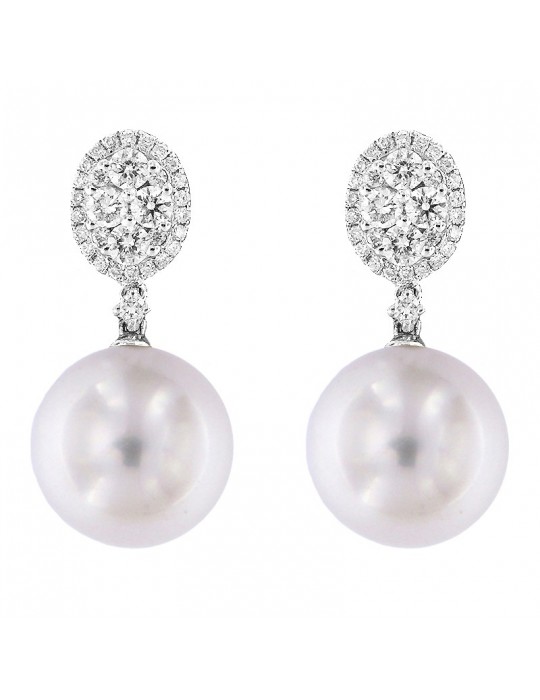 Coscia Pearl's Earrings - Australian South Sea in White Gold with Diamonds - 0