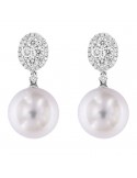 Coscia Pearl's Earrings - Australian South Sea in White Gold with Diamonds - 0