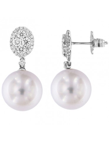 Coscia Pearl's Earrings - Australian South Sea in White Gold with Diamonds - 0 2