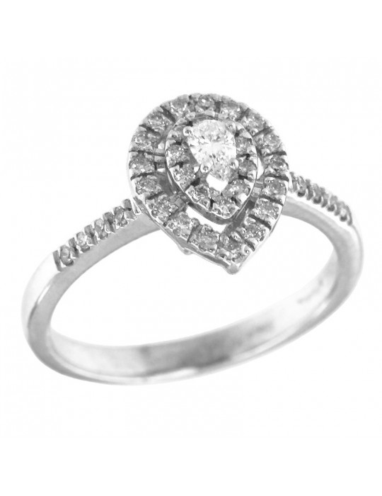 Miluna Woman's Ring - in 18K White Gold Drop with Natural Diamonds - 0 Miluna Woman's Ring - in 18K White Gold Drop with Natural Diamonds - 0