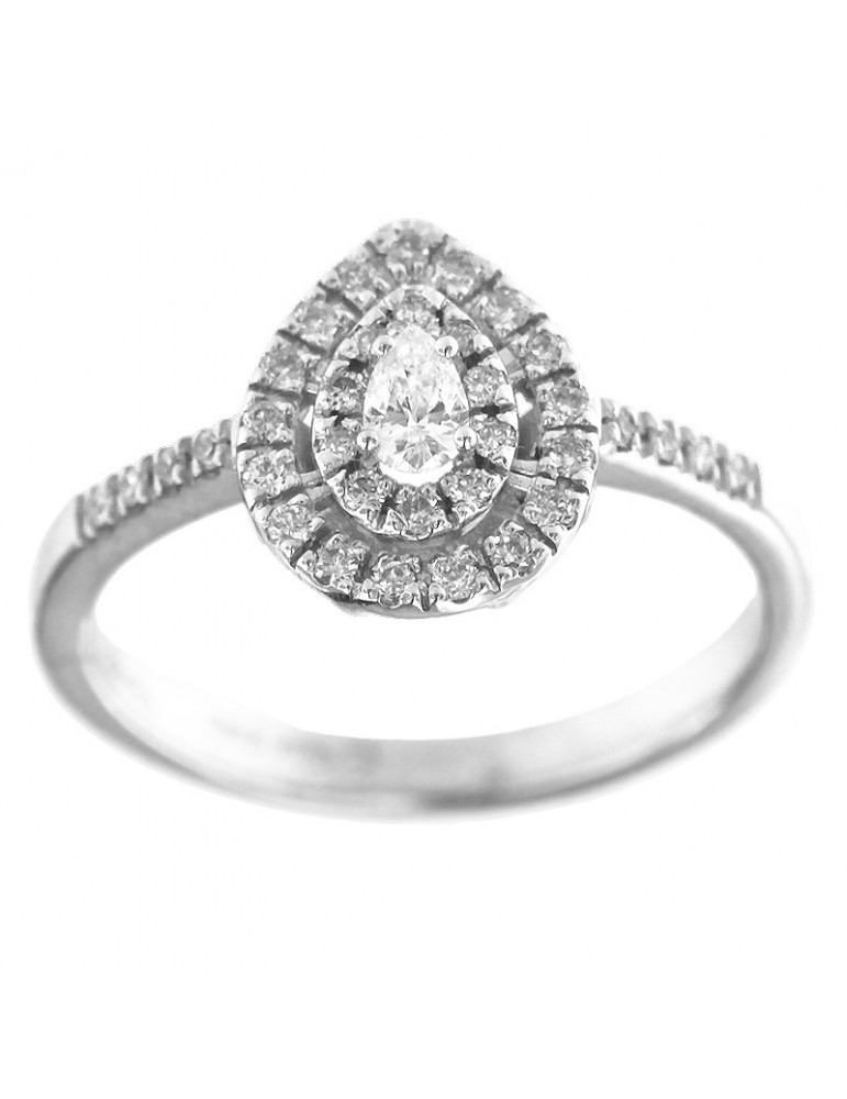 Anello Miluna Donna - Oro Bianco 18 carati Goccia - Diamanti Naturali - LID3565