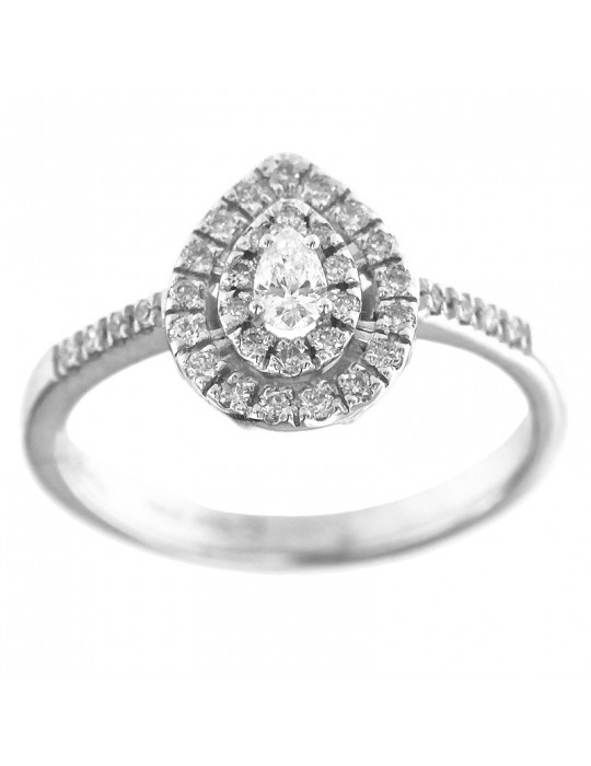 Miluna Woman's Ring - in 18K White Gold Drop with Natural Diamonds - 0