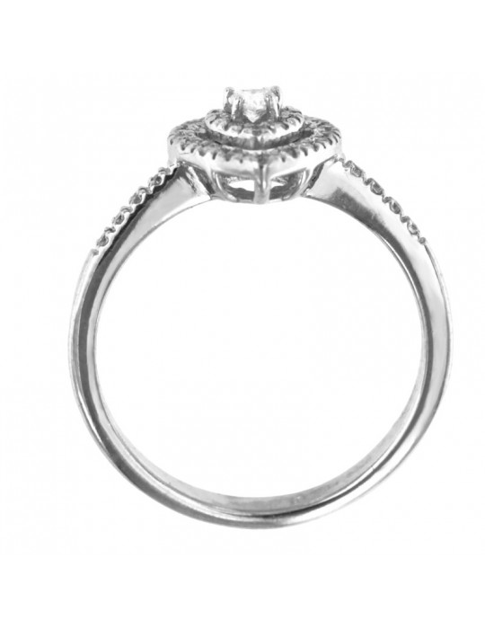Miluna Woman's Ring - in 18K White Gold Drop with Natural Diamonds - 0