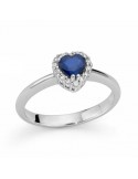 Miluna Woman Ring - in 18K White Gold Heart with Natural Diamonds and Sapphires 0.63 ct - 0
