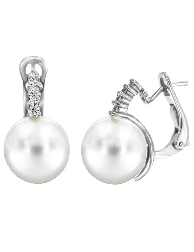 Coscia Pearl's Earrings - Australian South Sea in White Gold with Diamonds - 0