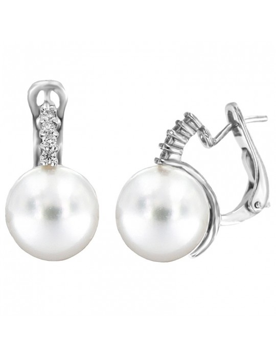 Coscia Pearl's Earrings - Australian South Sea in White Gold with Diamonds - 0