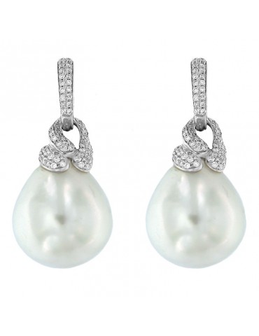 Coscia Earrings with Baroque Australia Pearls and Diamonds for Women - 0