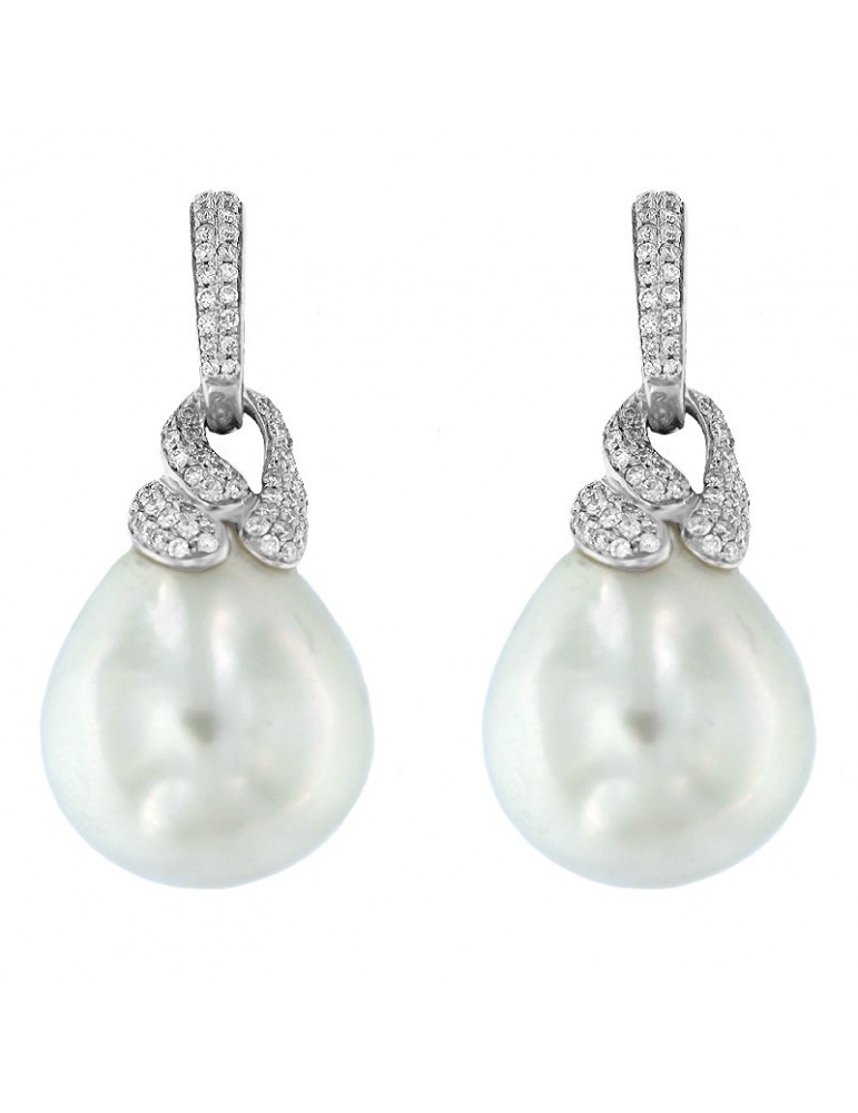 Orecchini Coscia con Perle Australia Barocche 16,5 mm e Diamanti