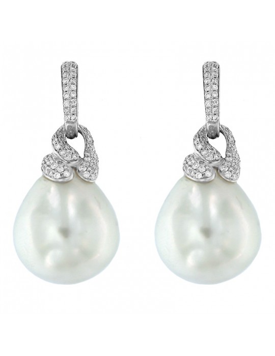 Coscia Earrings with Baroque Australia Pearls and Diamonds for Women - 0