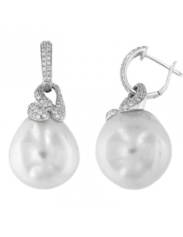 Orecchini Coscia con Perle Australia Barocche 16,5 mm e Diamanti da Donna - 0 2