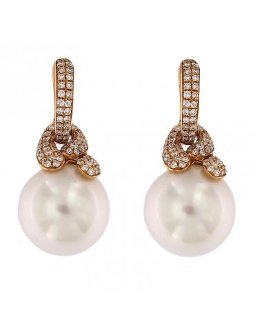 Orecchini Coscia con Perle Australia 12,5-13 mm e Diamanti da Donna - 0