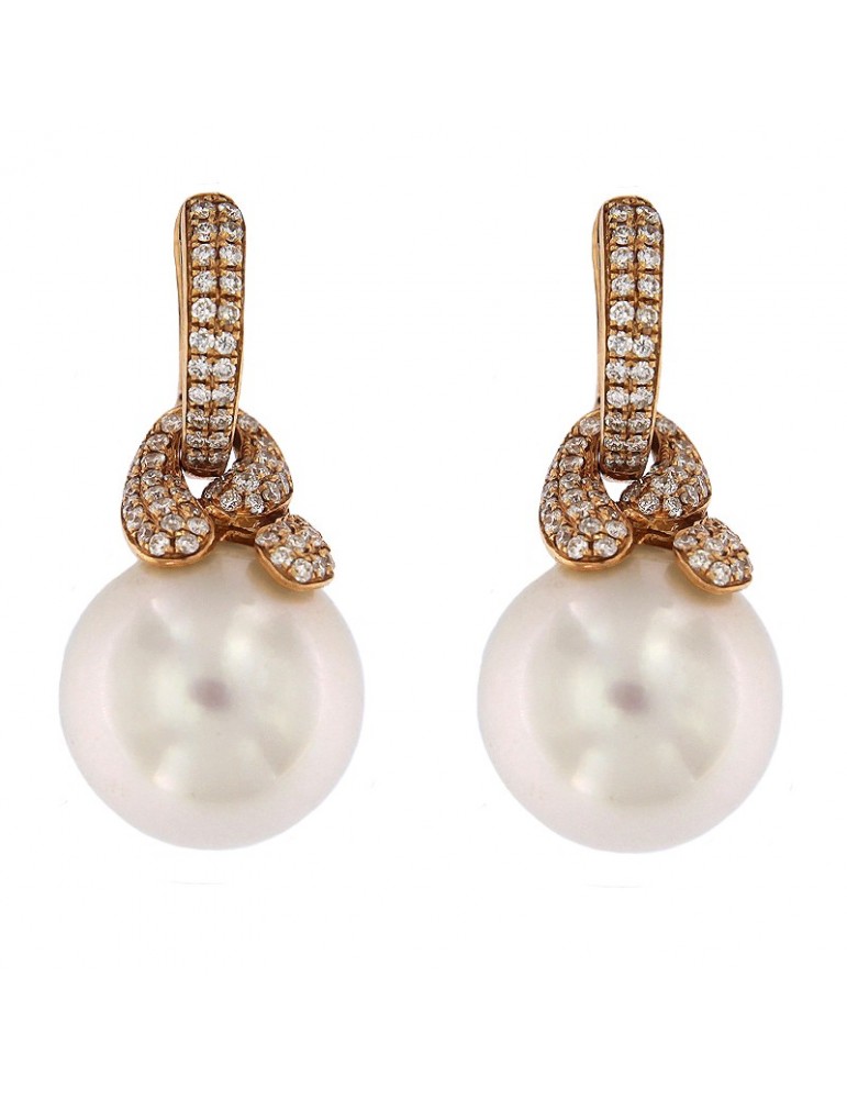 Orecchini Coscia con Perle Australia 12,5-13 mm e Diamanti da Donna - 0