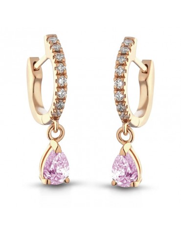 Buonocore Earrings - Circle in 18K Rose Gold with White Diamonds and Pink Sapphires 0.51 ct - 0
