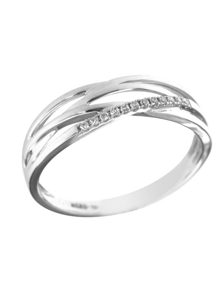 Giorgio Visconti Woman's Ring - Band Pattern in 18K White Gold with 0.04 ct Natural Diamonds - 0