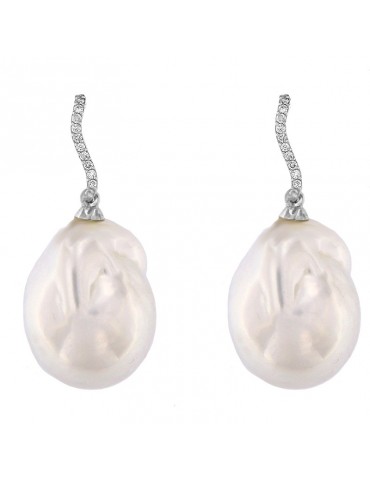 Coscia Earrings with Baroque Australia Pearls and Diamonds for Women - 0