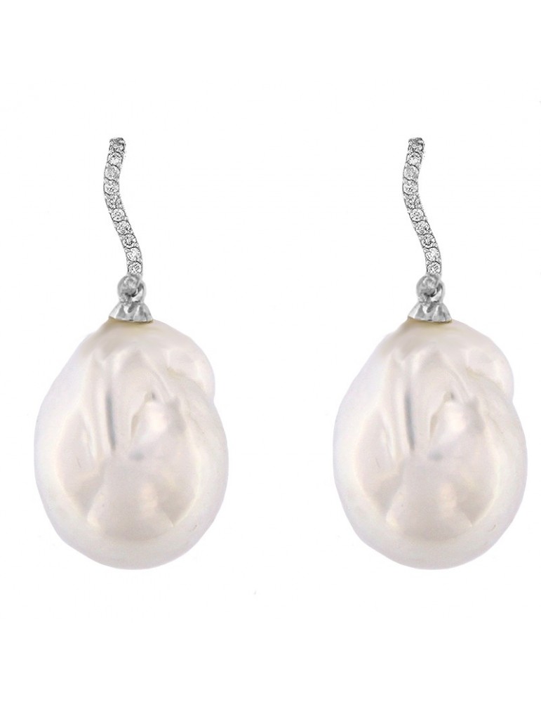Orecchini Coscia con Perle Australia Barocche e Diamanti da Donna - 0