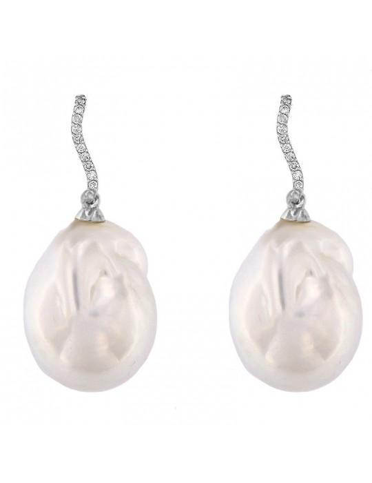 Orecchini Coscia con Perle Australia Barocche e Diamanti da Donna - 0