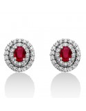 Miluna Women's Earrings - in 18K White Gold with Natural Diamonds and Rubies - 0