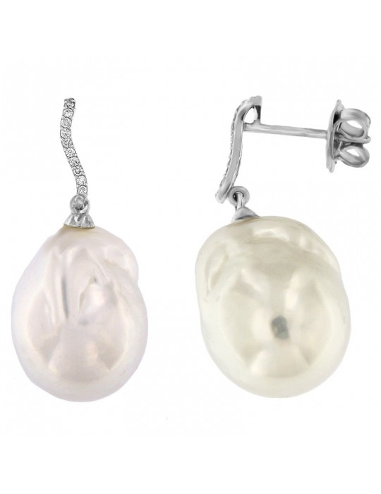 Coscia Earrings with Baroque Australia Pearls and Diamonds for Women - 0