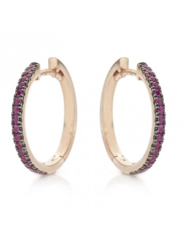 Orecchini Buonocore - Cerchietto - Oro Rosa - Rubini 0,26 ct - 228O01RP
