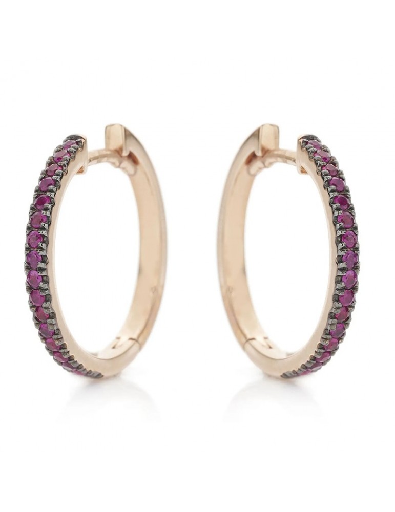 Orecchini Buonocore - Cerchietto - Oro Rosa - Rubini 0,26 ct - 228O01RP