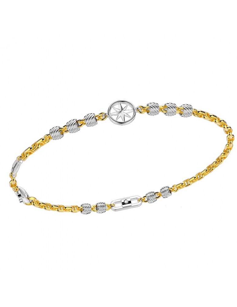Zancan Bracelet for Men - Wind Rose in Yellow Gold with Natural Diamonds - 0