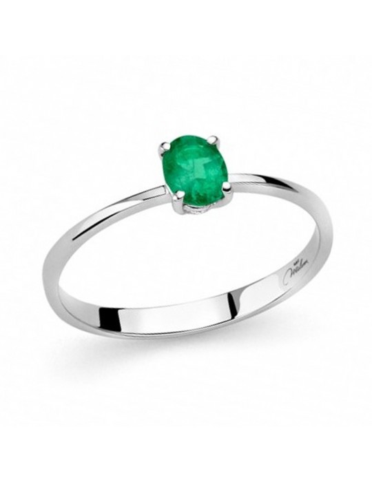 Anello Miluna - Oro Bianco 18 carati - Smeraldo Verde 0,32 ct - LID3408
