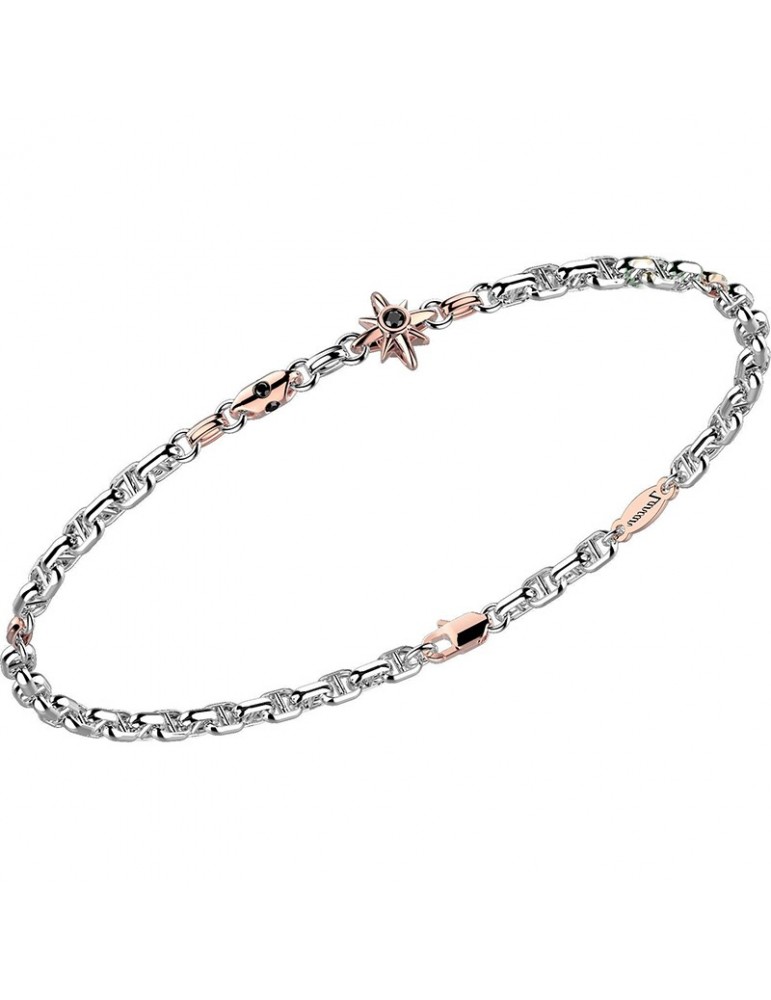 Zancan Bracelet for Men - Wind Rose in White Gold with Black Diamonds - 0