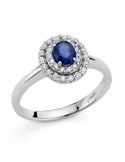 Miluna Woman Ring - in 18K White Gold with Natural Diamonds and 0.43 ct Blue Sapphire - 0