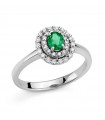 Miluna Woman Ring - in 18K White Gold with Natural Diamonds and 0.32 ct Emerald - 0