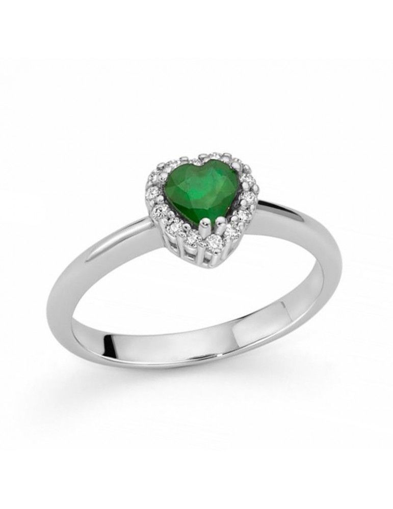 Anello Miluna - Oro - Cuore - Diamanti - Smeraldo 0,43 ct - LID3598