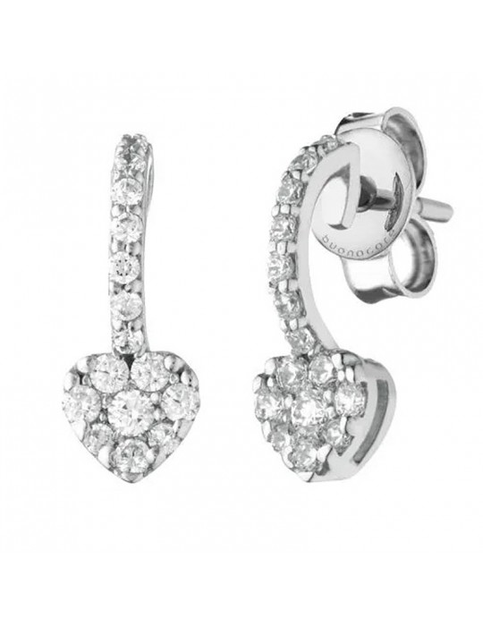Buonocore - Young Earrings in 18K White Gold with Heart and Natural Diamonds 0.38 ct - 0 Buonocore - Young Earrings in 18K White Gold with Heart and Natural Diamonds 0.38 ct - 0