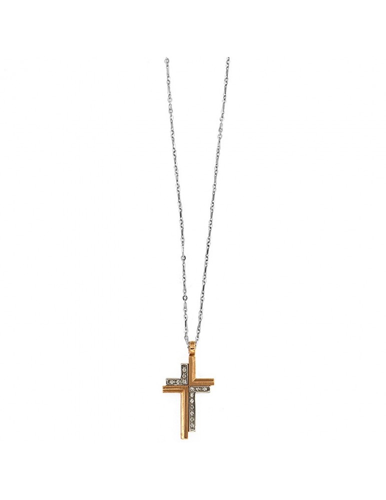 Collana Zancan - Insignia - Crocifisso - Oro Bianco-Oro Giallo-EC317RB