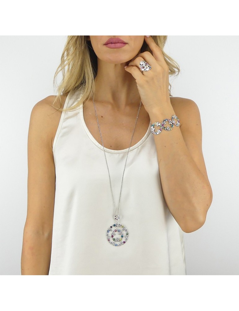 Boccadamo Bracelet - Magic Circle - Silver - Colored Crystals-XBR969