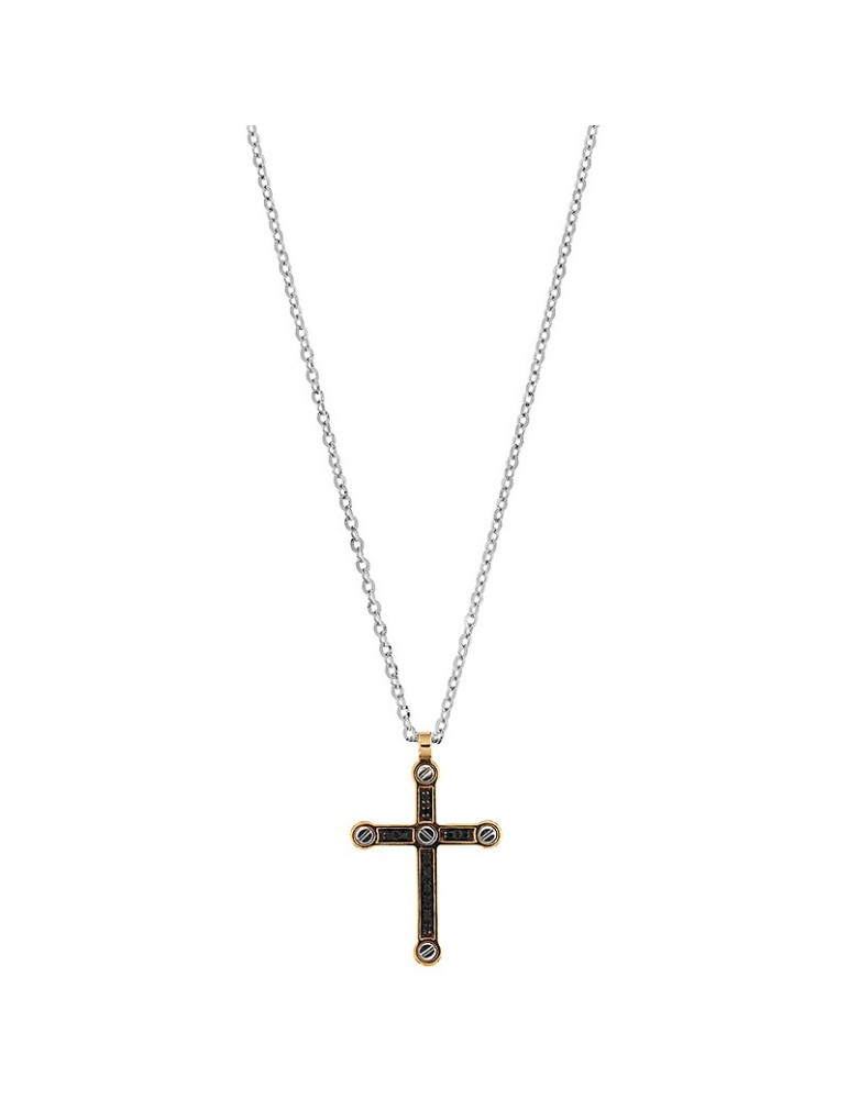 Collana Zancan - Insignia - Croce - Oro Rosa - Diamanti Neri -EC377RBC