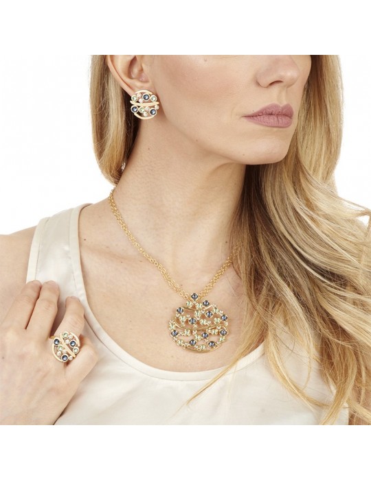 Boccadamo Necklace - Harem - Circular Element - Crystals - XGR582RS