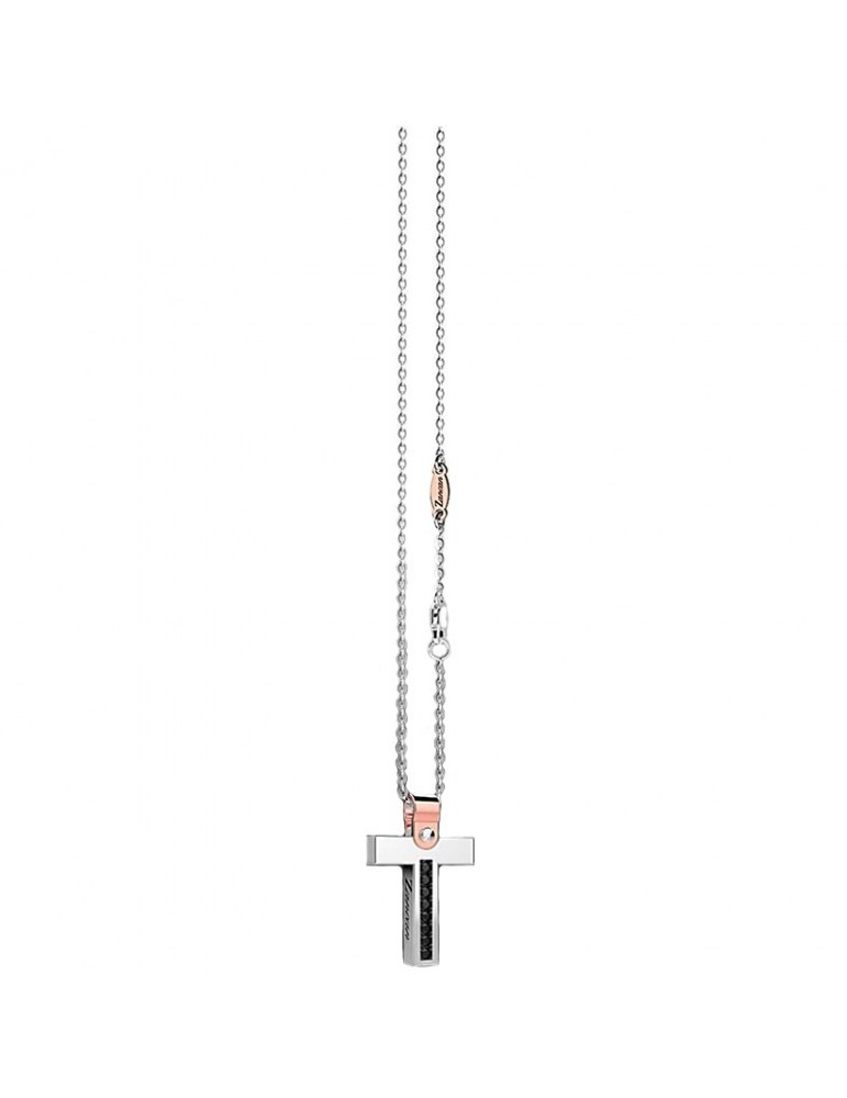 Collana Zancan - Insignia-Crocifisso-Oro Bianco-Diamanti Neri-EC589BR