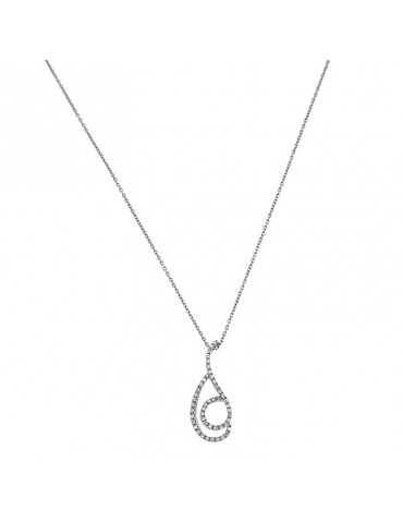 Salvini Donna Necklace - in 18K White Gold with Drop Pendant and 0.41 carat Natural Diamonds - 0 2