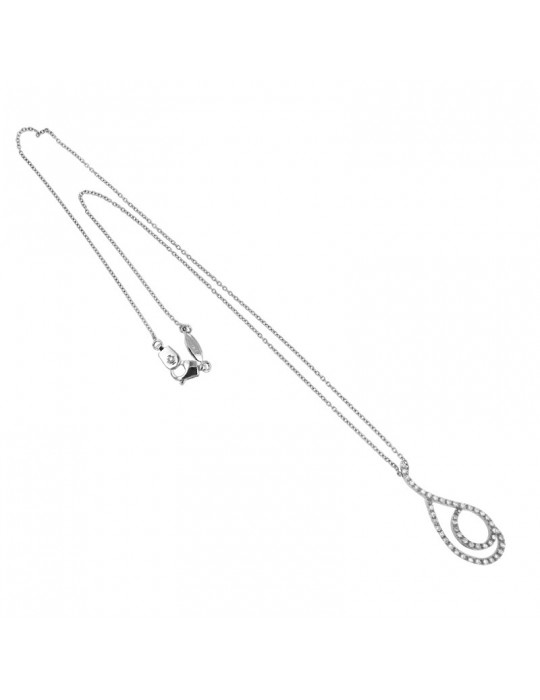 Salvini Donna Necklace - in 18K White Gold with Drop Pendant and 0.41 carat Natural Diamonds - 0