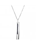 Salvini Woman's Necklace - in 18K White Gold with Bar Pendant and 2.78 ct Blue Sapphires - 0