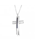 Salvini Necklace - in 18K White Gold with Cross Pendant and Blue Sapphires - 0