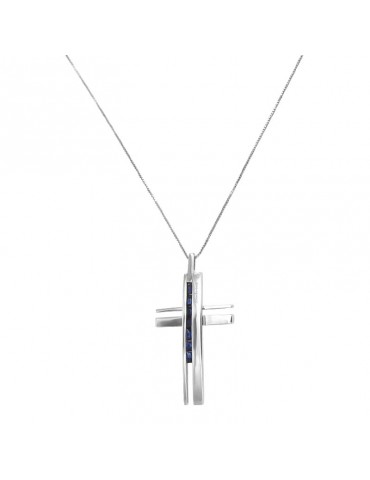 Collana Salvini - Oro Bianco 18 carati - Croce - Zaffiri Blu 1,02 ct - 71112612 2
