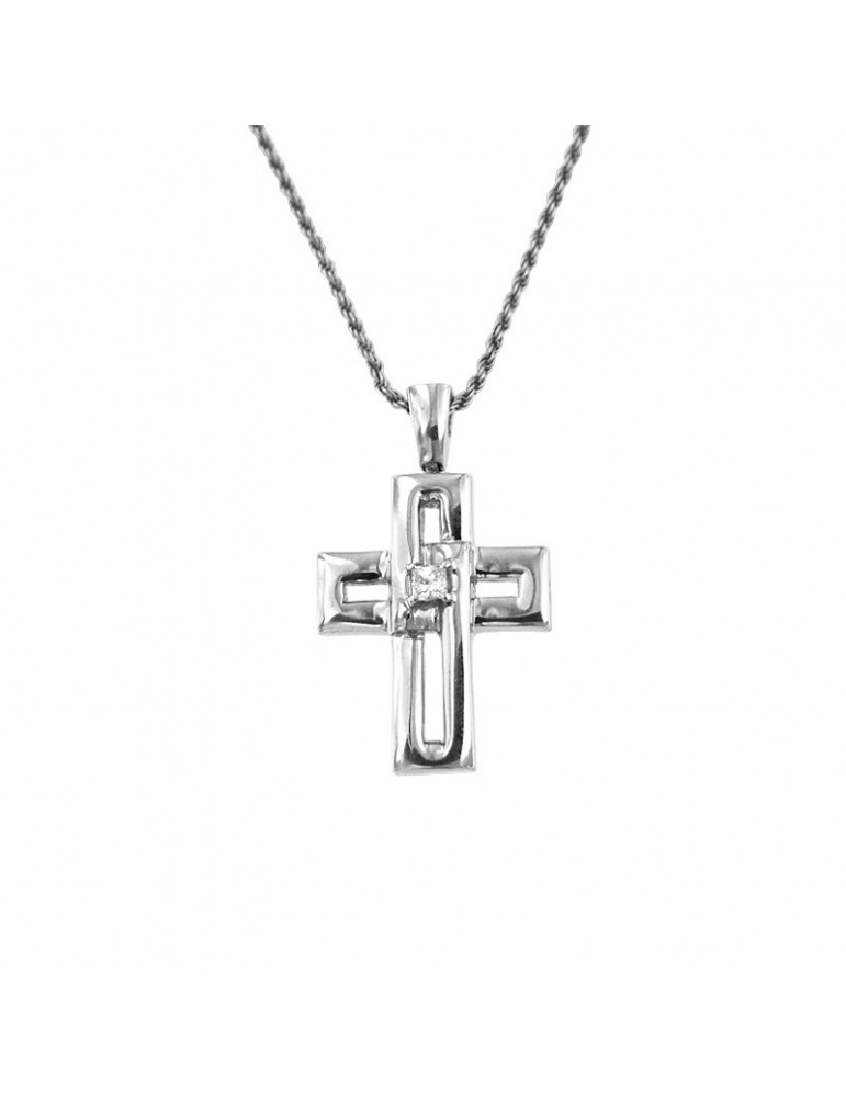 Ciondolo Croce Oro Bianco Salvini Croce Con Diamanti Collana