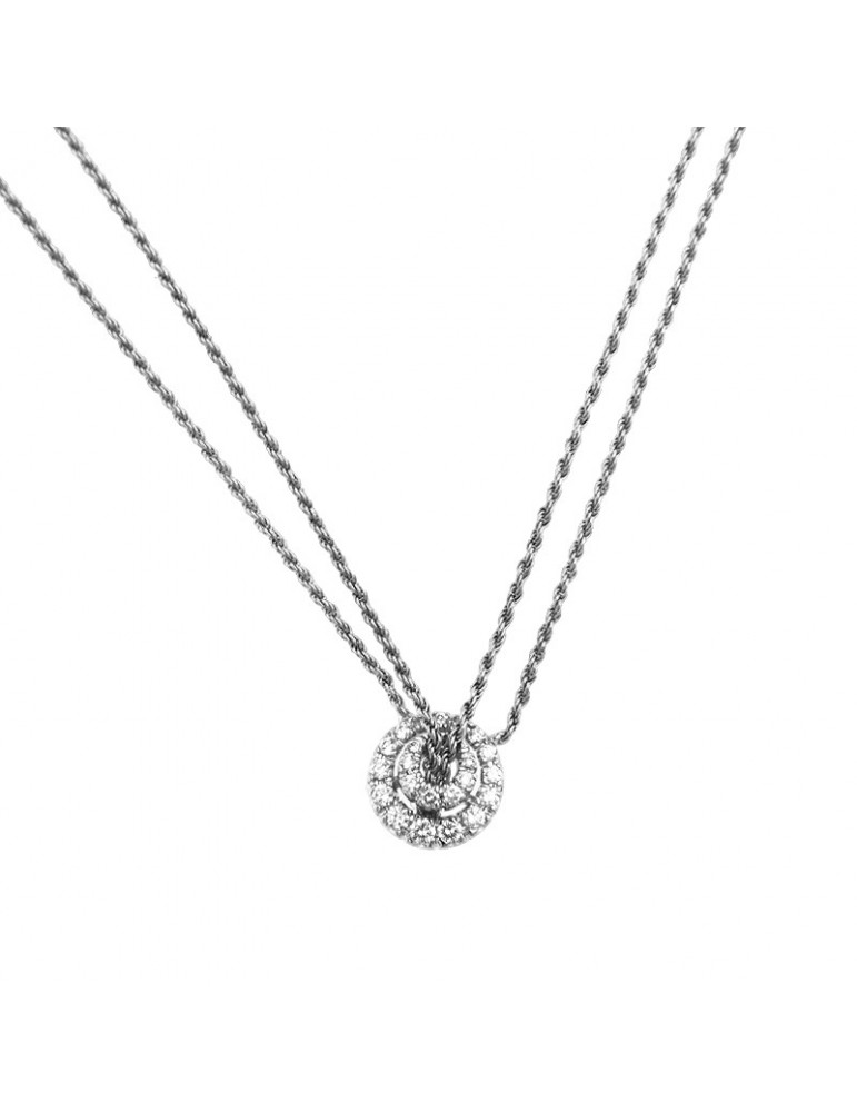 Salvini Woman's Necklace - in 18K White Gold with Pendant and 0,38 carat Natural Diamonds - 0