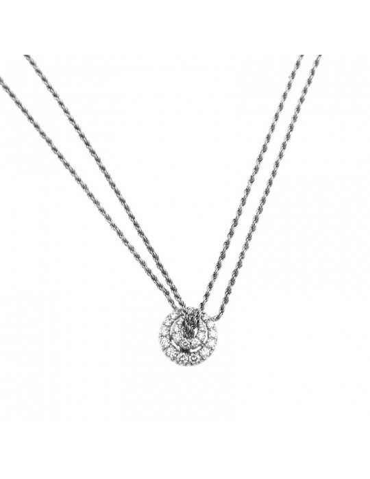 Salvini Woman's Necklace - in 18K White Gold with Pendant and 0,38 carat Natural Diamonds - 0